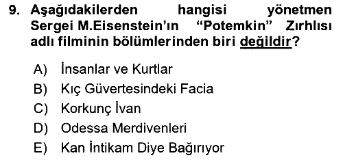 Hareketli Görüntünün Tarihi 2023-2024 Dönem Sonu Sınavı - 9. soru