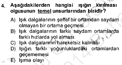 Optik Bakış 2013-2014 Ara Sınav - 4. soru