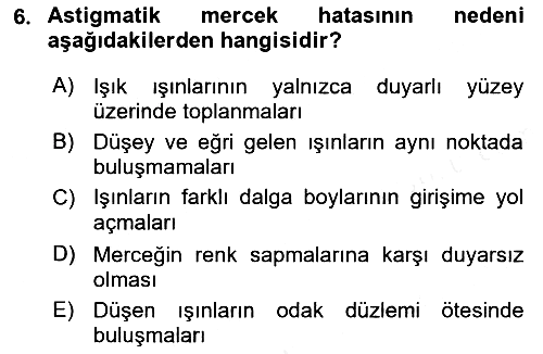 Optik Bakış 2017-2018 Ara Sınav - 6. soru