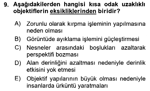 Optik Bakış 2015-2016 Dönem Sonu Sınavı - 9. soru