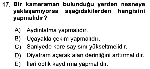 Optik Bakış 2015-2016 Dönem Sonu Sınavı - 17. soru