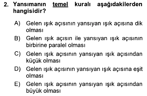 Optik Bakış 2016-2017 Dönem Sonu Sınavı - 2. soru