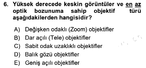 Optik Bakış 2023-2024 Dönem Sonu Sınavı - 6. soru