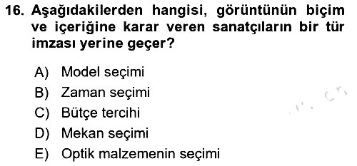 Optik Bakış 2023-2024 Dönem Sonu Sınavı - 16. soru