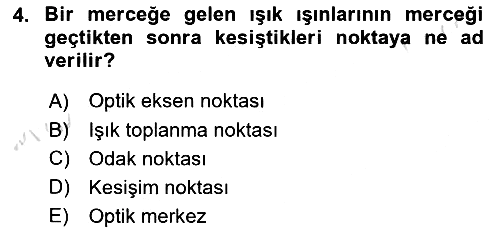 Optik Bakış 2024-2025 Yaz Okulu Sınavı - 4. soru