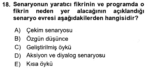 Radyo ve Televizyonda Program Yapımı 2018-2019 Ara Sınav - 18. soru