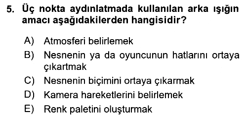 Radyo ve Televizyonda Program Yapımı 2023-2024 Dönem Sonu Sınavı - 5. soru