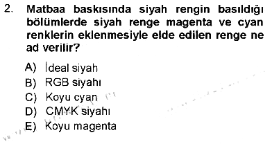 Sayısal Fotoğraf Baskı Teknikleri 2012-2013 Ara Sınav - 2. soru