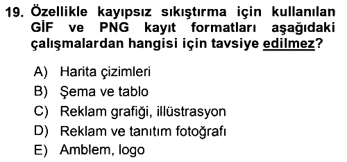 Sayısal Fotoğraf Baskı Teknikleri 2015-2016 Dönem Sonu Sınavı - 19. soru