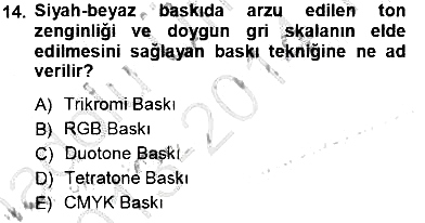 Sayısal Fotoğraf Baskı Teknikleri 2013-2014 Tek Ders Sınavı - 14. soru