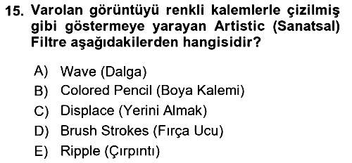Sayısal Fotoğraf İşleme Teknikleri 2022-2023 Yaz Okulu Sınavı - 15. soru
