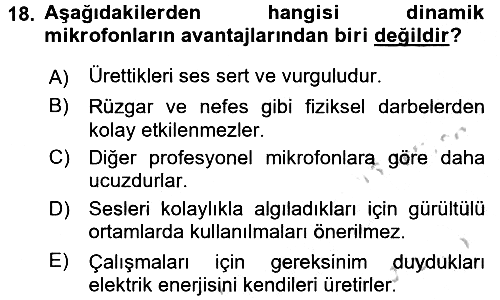 Videonun Kullanım Alanları 2016-2017 3 Ders Sınavı - 18. soru
