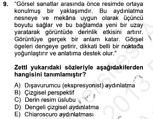 Videonun Kullanım Alanları 2012-2013 Ara Sınav - 9. soru