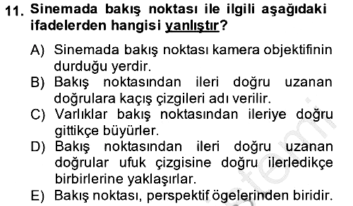 Videonun Kullanım Alanları 2012-2013 Ara Sınav - 11. soru