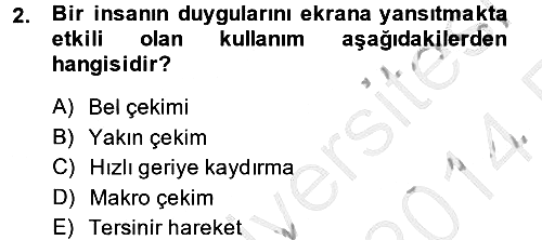 Videonun Kullanım Alanları 2013-2014 Ara Sınav - 2. soru