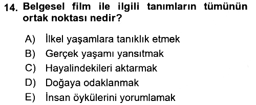 Videonun Kullanım Alanları 2015-2016 Ara Sınav - 14. soru