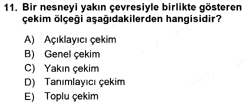 Videonun Kullanım Alanları 2018-2019 Ara Sınav - 11. soru