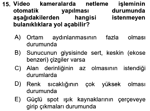 Videonun Kullanım Alanları 2015-2016 Dönem Sonu Sınavı - 15. soru