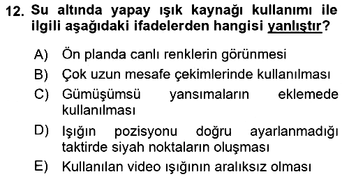 Videonun Kullanım Alanları 2023-2024 Yaz Okulu Sınavı - 12. soru