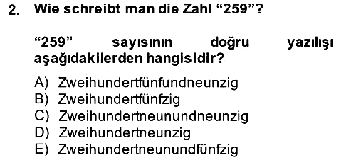 Almanca 1 2014-2015 Ara Sınav - 2. soru