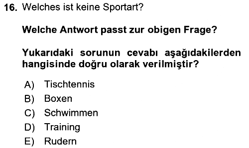 Almanca 2 2023-2024 Ara Sınav - 16. soru