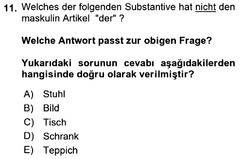 Almanca 2 2024-2025 Ara Sınav - 11. soru