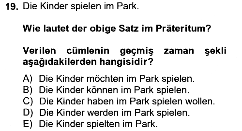 Almanca 2 2012-2013 Dönem Sonu Sınavı - 19. soru