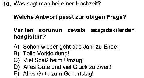Almanca 2 2013-2014 Tek Ders Sınavı - 10. soru