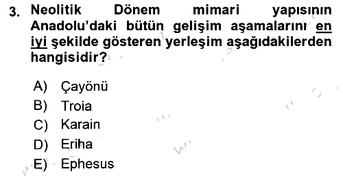 Anadolu Kültür Tarihi 2025-2026 Ara Sınav - 3. soru