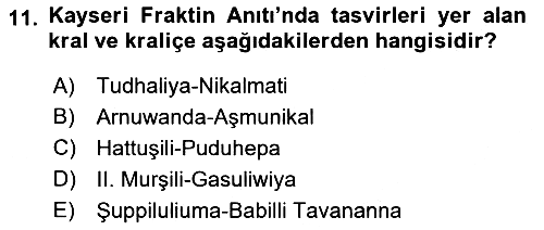 Anadolu Kültür Tarihi 2021-2022 Yaz Okulu Sınavı - 11. soru
