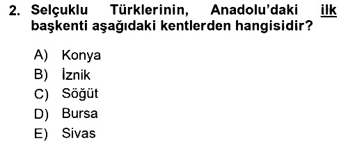 Anadolu Kültür Tarihi 2023-2024 Yaz Okulu Sınavı - 2. soru