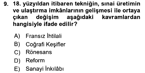 Atatürk İlkeleri Ve İnkılap Tarihi 1 2017-2018 Ara Sınav - 9. soru