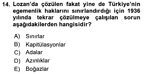 Atatürk İlkeleri Ve İnkılap Tarihi 1 2018-2019 Dönem Sonu Sınavı - 14. soru