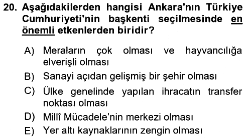 Atatürk İlkeleri Ve İnkılap Tarihi 1 2022-2023 Dönem Sonu Sınavı - 20. soru