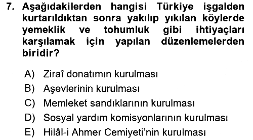 Atatürk İlkeleri Ve İnkılap Tarihi 2 2016-2017 Ara Sınav - 7. soru