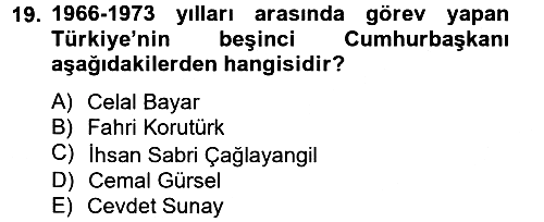 Atatürk İlkeleri Ve İnkılap Tarihi 2 2012-2013 Dönem Sonu Sınavı - 19. soru