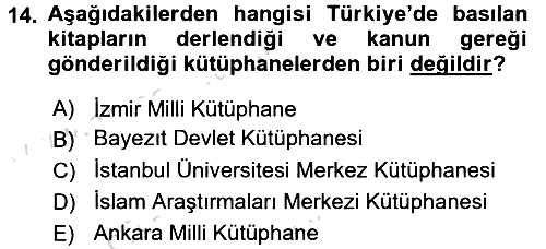 Atatürk İlkeleri Ve İnkılap Tarihi 2 2016-2017 Dönem Sonu Sınavı - 14. soru