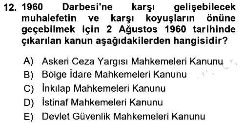 Atatürk İlkeleri Ve İnkılap Tarihi 2 2025-2026 Yaz Okulu Sınavı - 12. soru