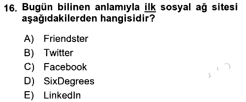 Dijital İletişim ve Yeni Medya 2021-2022 Ara Sınav - 16. soru