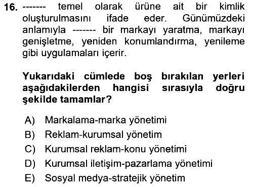 Dijital İletişim ve Yeni Medya 2017-2018 Dönem Sonu Sınavı - 16. soru