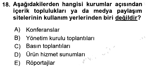 Dijital İletişim ve Yeni Medya 2022-2023 Yaz Okulu Sınavı - 18. soru