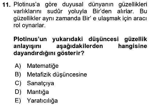 Estetik ve Sanat Felsefesi 2018-2019 Dönem Sonu Sınavı - 11. soru