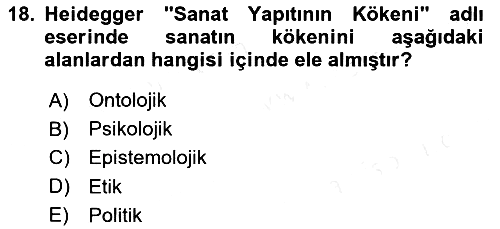 Estetik ve Sanat Felsefesi 2018-2019 Dönem Sonu Sınavı - 18. soru