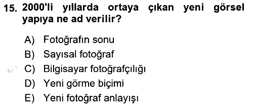 Fotoğraf Kültürü 2022-2023 Ara Sınav - 15. soru