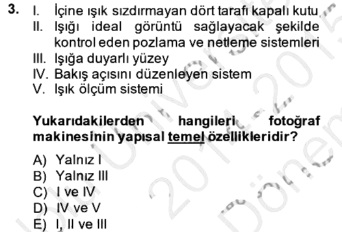 Fotoğraf Kültürü 2014-2015 Dönem Sonu Sınavı - 3. soru