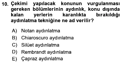 Görsel Estetik 2020-2021 Yaz Okulu Sınavı - 10. soru