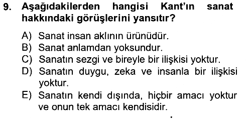 Görsel Kültür 2012-2013 Ara Sınav - 9. soru