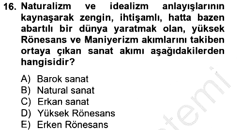 Görsel Kültür 2012-2013 Ara Sınav - 16. soru