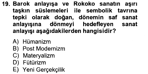Görsel Kültür 2012-2013 Ara Sınav - 19. soru
