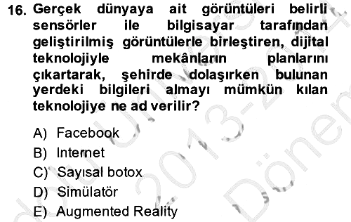 Görsel Kültür 2013-2014 Dönem Sonu Sınavı - 16. soru